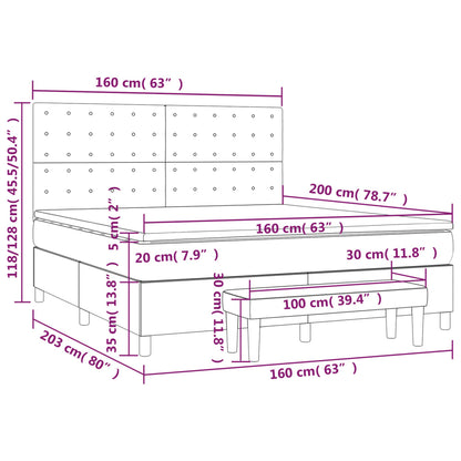 Spring bed frame with dove gray mattress 160x200 cm in fabric