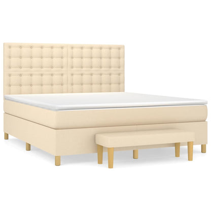 Spring bed frame with cream mattress 180x200 cm in fabric