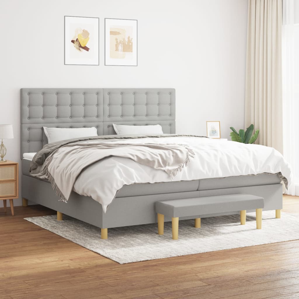 Giroletto a Molle con Materasso Grigio Chiaro 200x200cm Tessuto