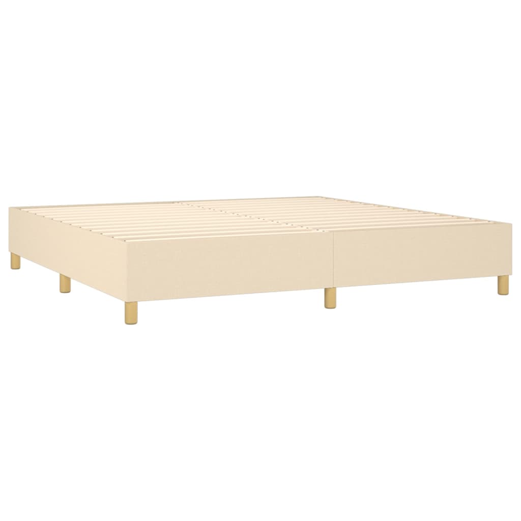 Spring bed frame with cream mattress 200x200 cm in fabric