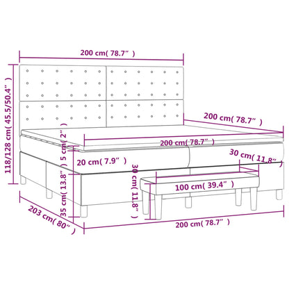 Spring bed frame with cream mattress 200x200 cm in fabric