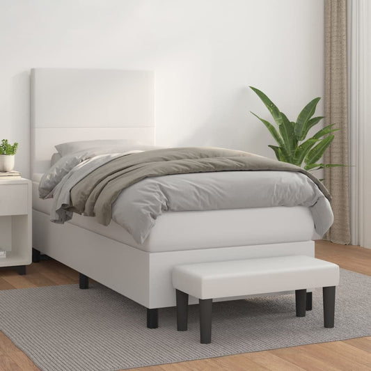 Giroletto a Molle con Materasso Bianco 100x200 cm in Similpelle