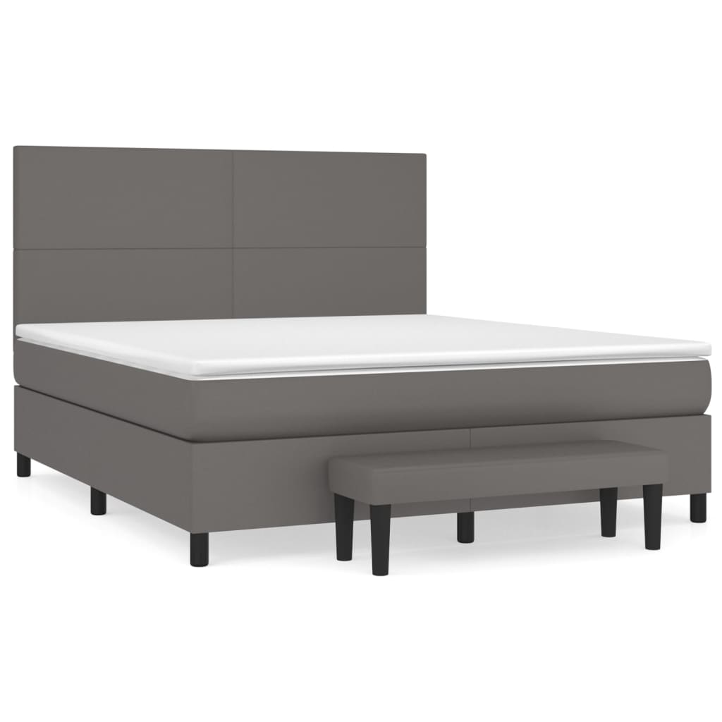 Giroletto a Molle con Materasso Grigio 160x200 cm in Similpelle | homemem39