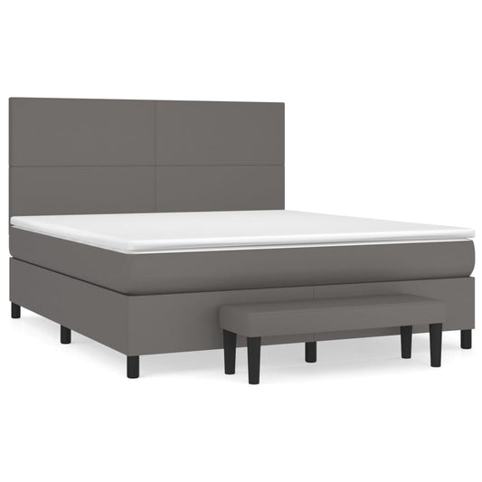 Giroletto a Molle con Materasso Grigio 160x200 cm in Similpelle