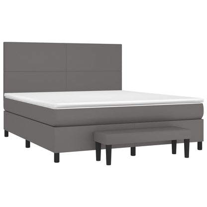 Giroletto a Molle con Materasso Grigio 160x200 cm in Similpelle | homemem39