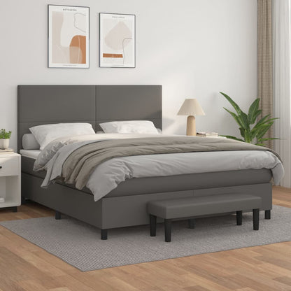 Giroletto a Molle con Materasso Grigio 160x200 cm in Similpelle | homemem39