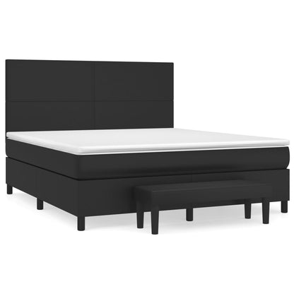 Spring bed frame with black mattress 180x200 cm in imitation leather