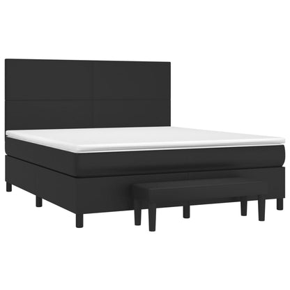 Spring bed frame with black mattress 180x200 cm in imitation leather