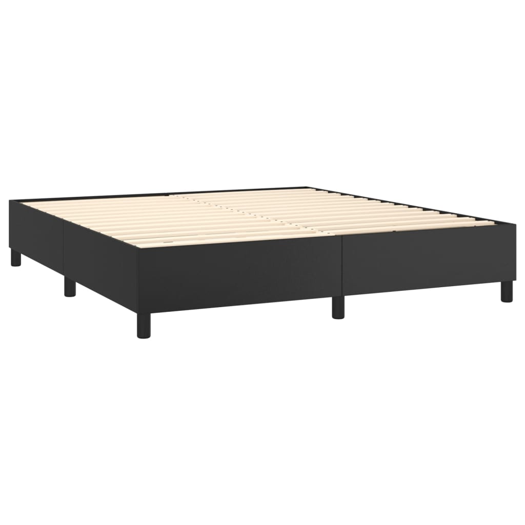 Spring bed frame with black mattress 180x200 cm in imitation leather