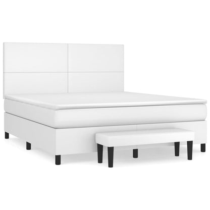 Spring bed frame with white mattress 180x200 cm in imitation leather