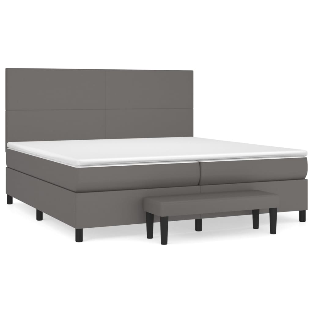Giroletto a Molle con Materasso Grgio 200x200 cm in Similpelle