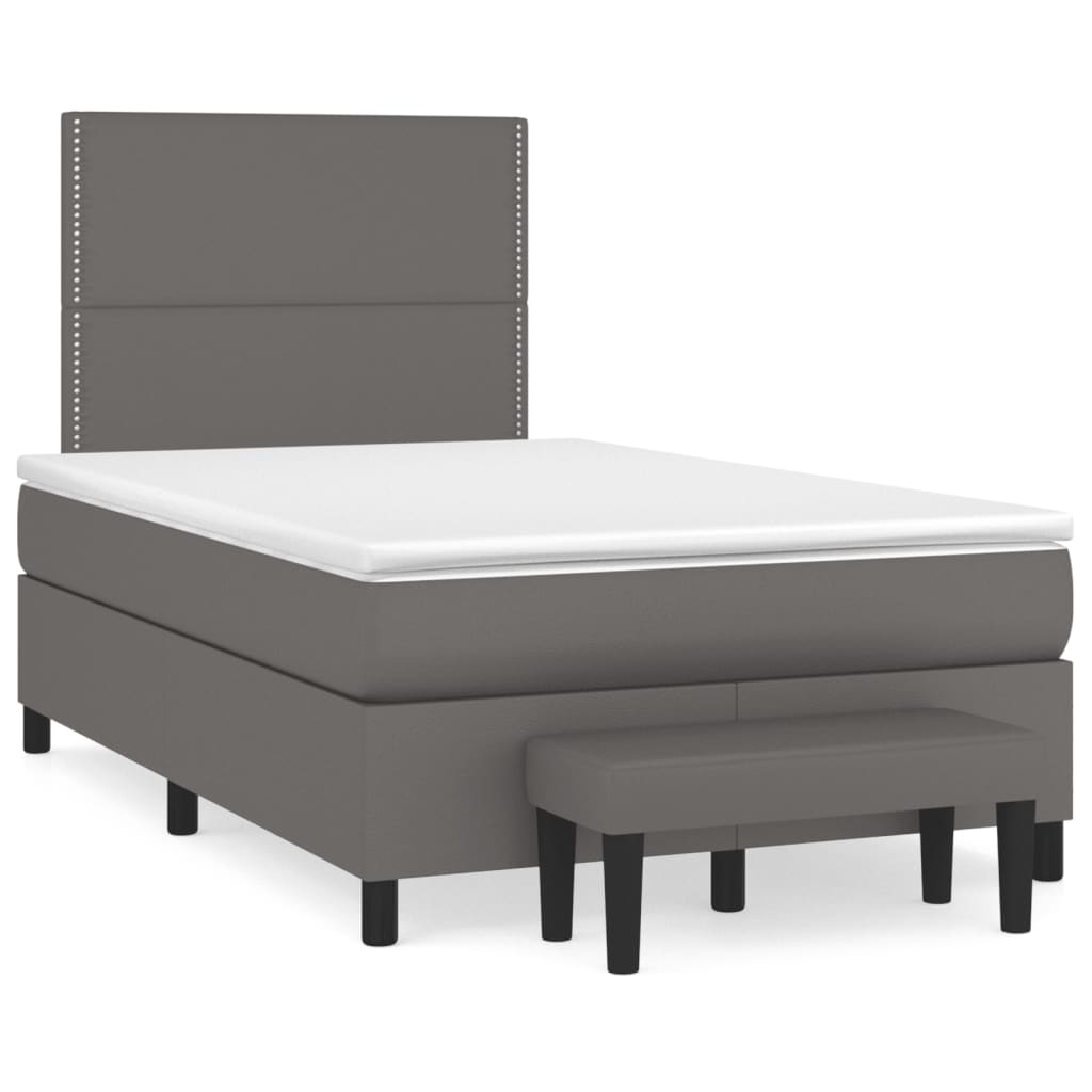 Giroletto a Molle con Materasso Grigio 120x200 cm in Similpelle