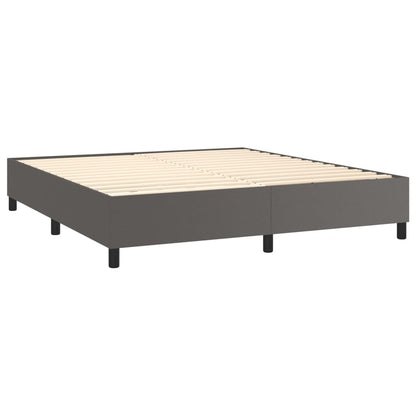 Spring bed frame with gray mattress 160x200 cm in imitation leather