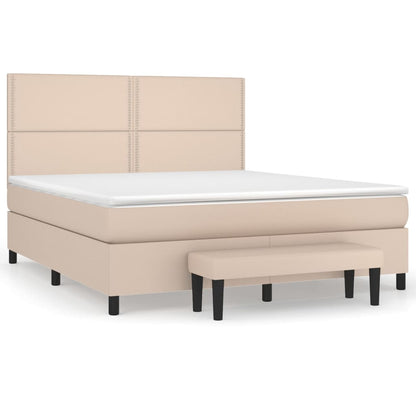 Spring bed frame with Cappuccino mattress 160x200cm Faux leather