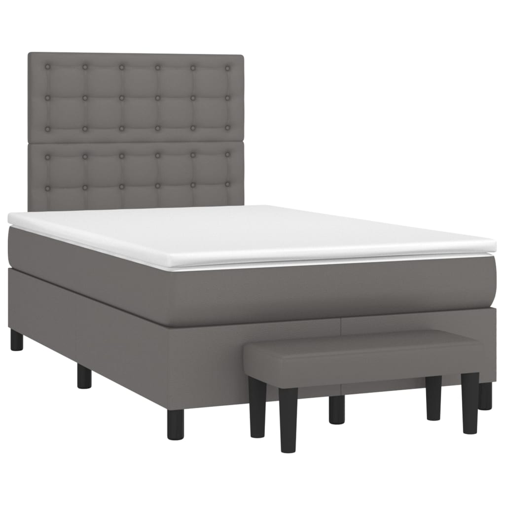 Giroletto a Molle con Materasso Grigio 120x200 cm in Similpelle