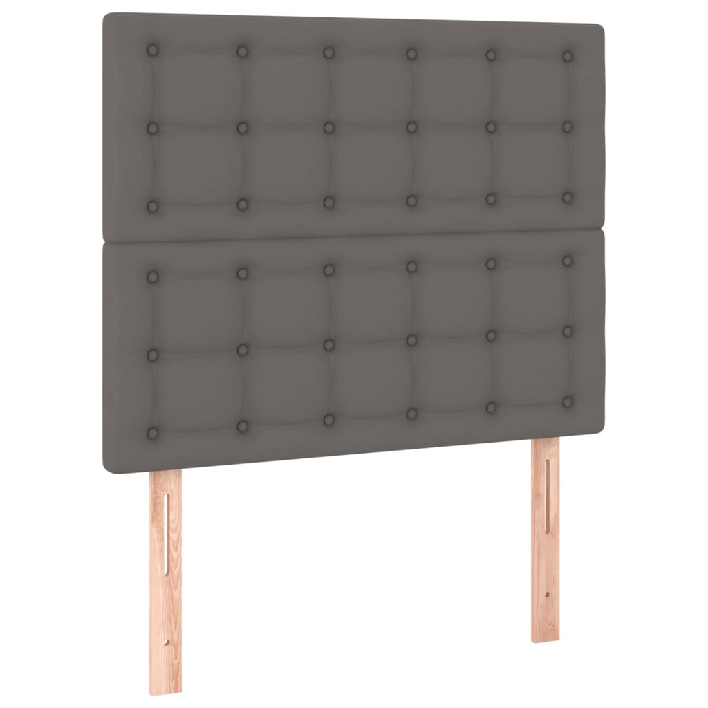 Spring bed frame with gray mattress 120x200 cm in imitation leather