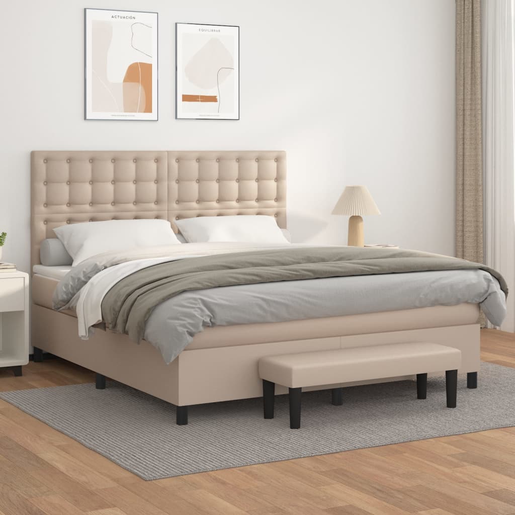 Giroletto a Molle con Materasso Cappuccino 160x200cm Similpelle | homemem39