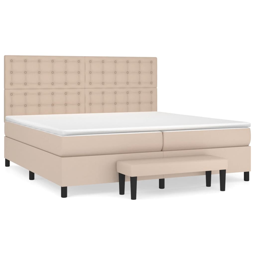 Giroletto a Molle con Materasso Cappuccino 200x200cm Similpelle | homemem39