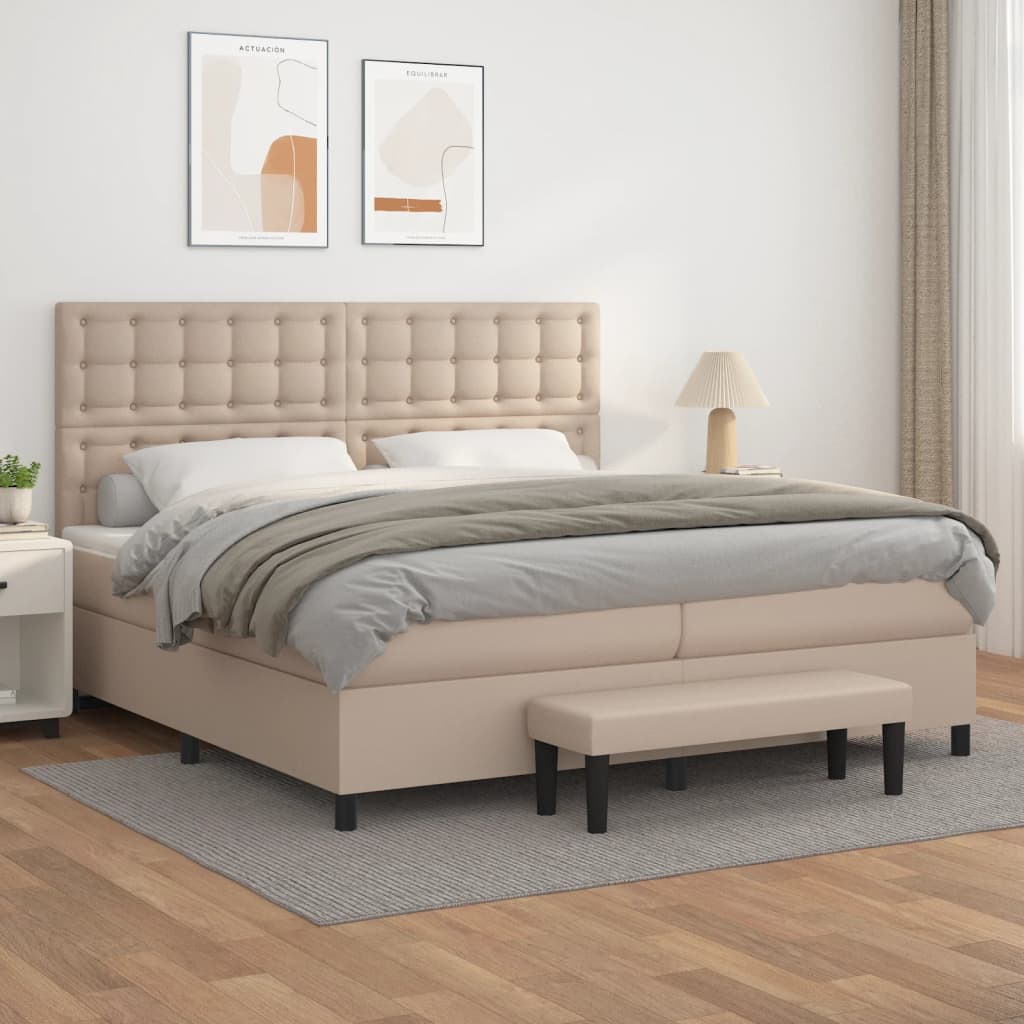 Giroletto a Molle con Materasso Cappuccino 200x200cm Similpelle