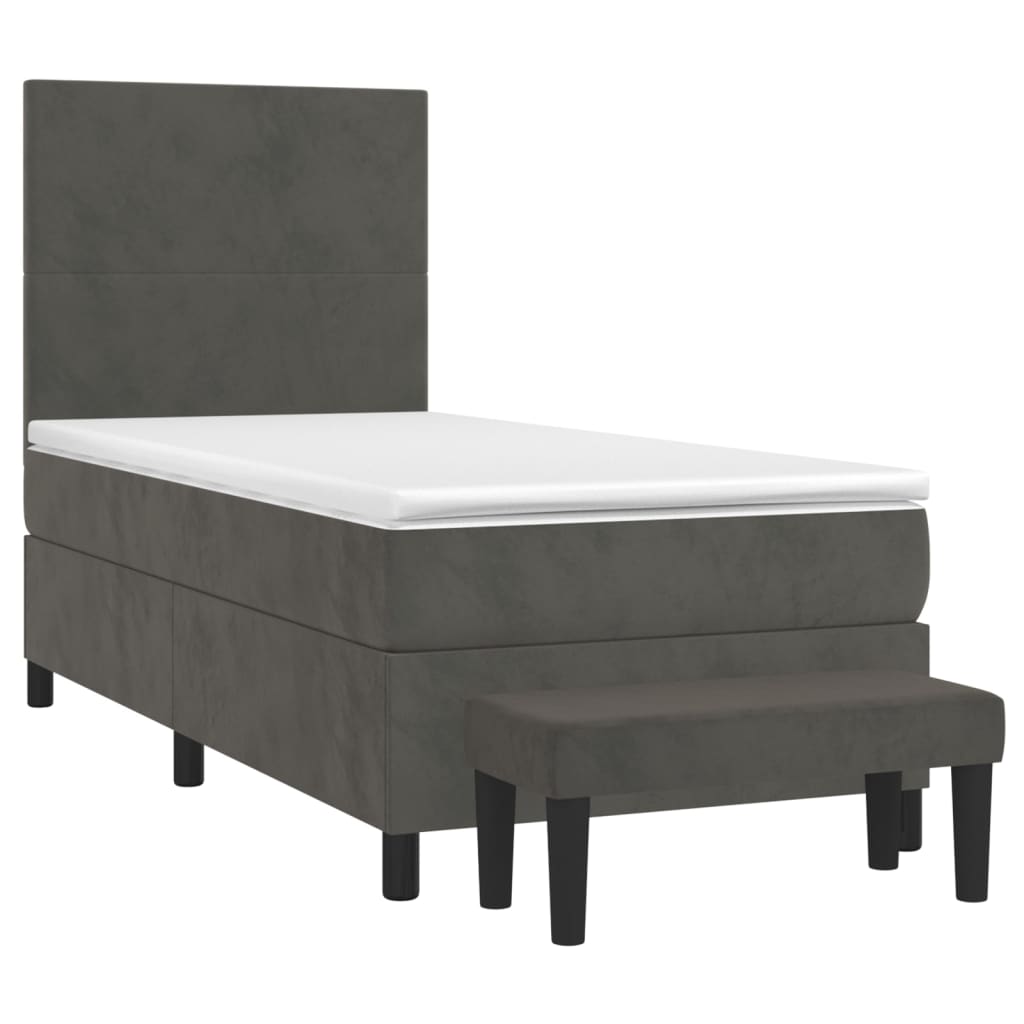 Giroletto a Molle con Materasso Grigio Scuro 80x200 cm Velluto