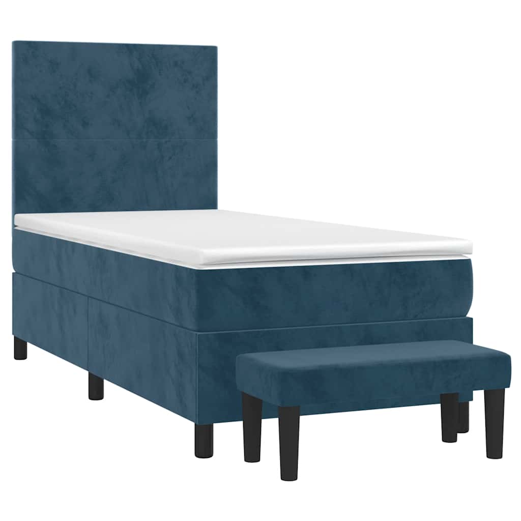 Giroletto a Molle con Materasso Blu Scuro 80x200 cm in Velluto | homemem39
