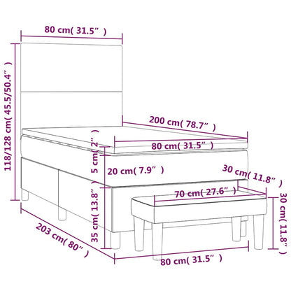 Giroletto a Molle con Materasso Blu Scuro 80x200 cm in Velluto | homemem39