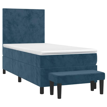 Giroletto a Molle con Materasso Blu Scuro 90x200 cm in Velluto