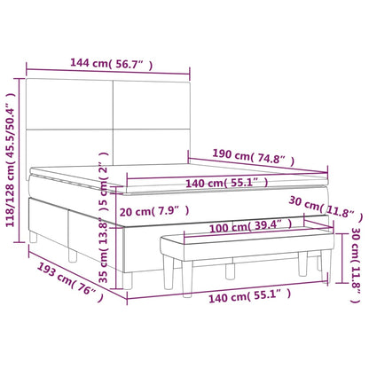 Giroletto a Molle con Materasso Rosa 140x190 cm in Velluto