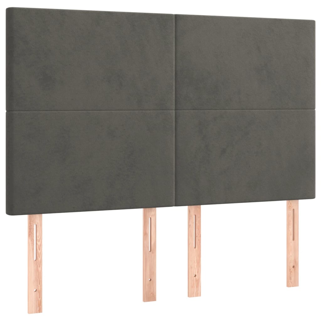 Giroletto a Molle con Materasso Grigio Scuro 140x200 cm Velluto
