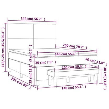 Giroletto a Molle con Materasso Blu Scuro 140x200 cm in Velluto | homemem39