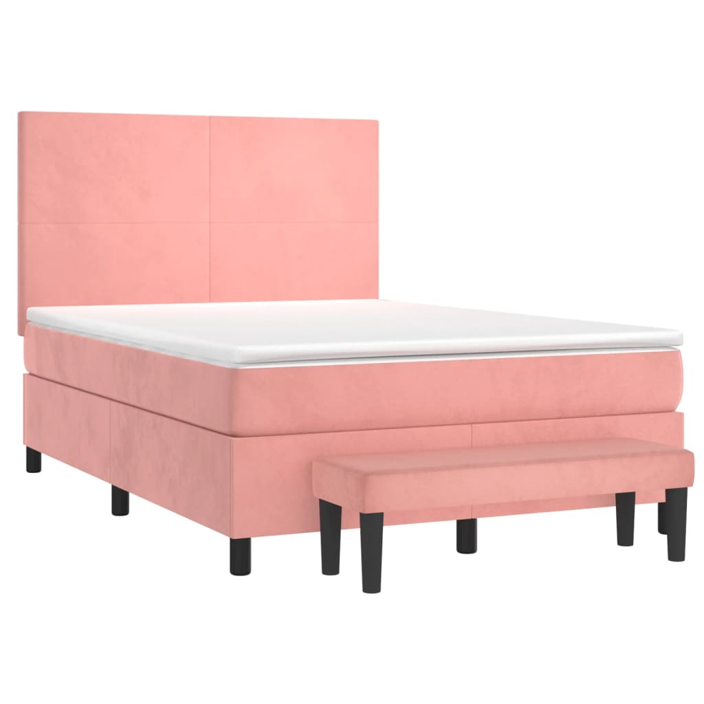 Giroletto a Molle con Materasso Rosa 140x200 cm in Velluto