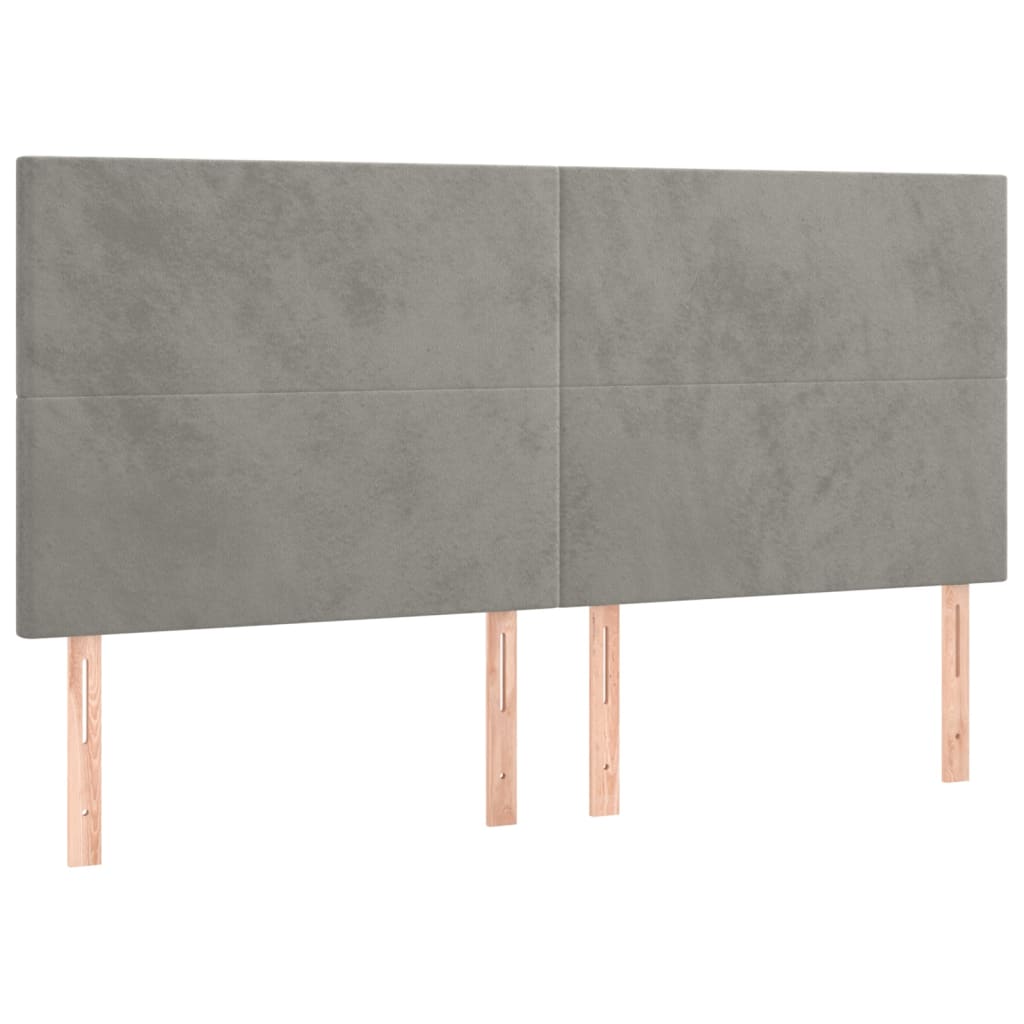 Giroletto a Molle con Materasso Grigio Chiaro 160x200cm Velluto
