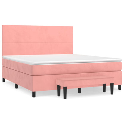 Giroletto a Molle con Materasso Rosa 160x200 cm in Velluto | homemem39