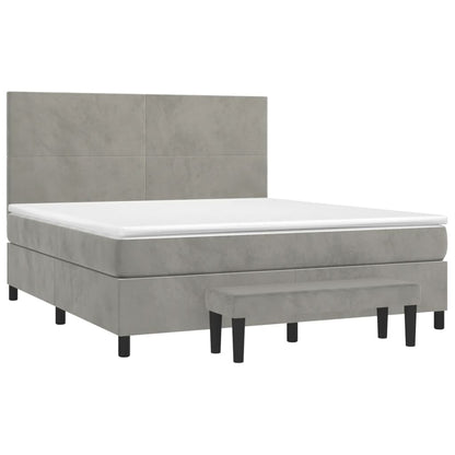 Giroletto a Molle con Materasso Grigio Chiaro 180x200cm Velluto
