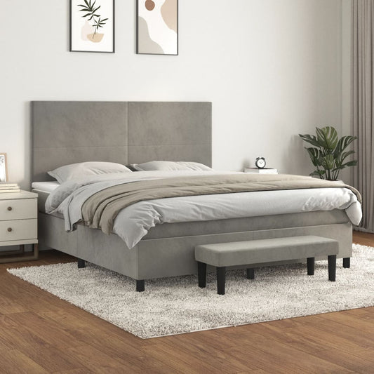 Giroletto a Molle con Materasso Grigio Chiaro 180x200cm Velluto - homemem39
