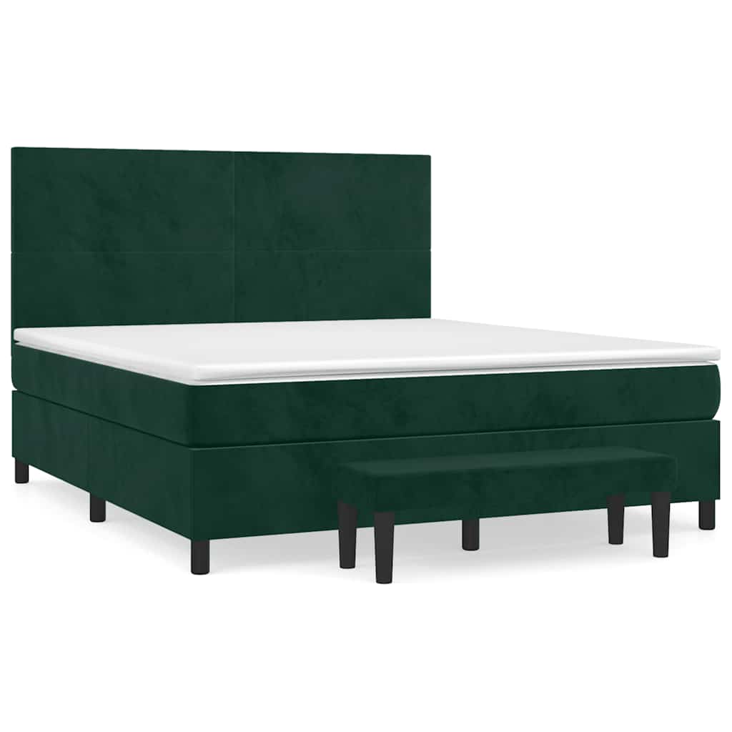 Giroletto a Molle con Materasso Verde Scuro 180x200 cm Velluto | homemem39