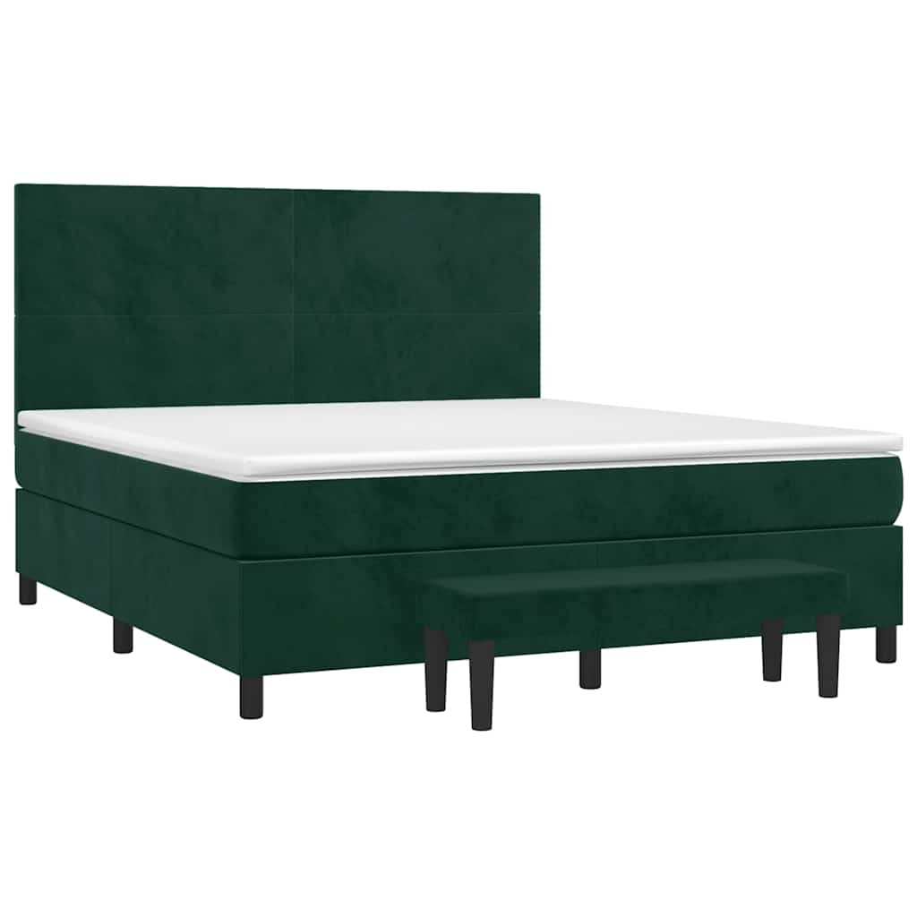 Giroletto a Molle con Materasso Verde Scuro 180x200 cm Velluto | homemem39