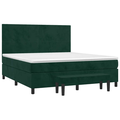 Giroletto a Molle con Materasso Verde Scuro 180x200 cm Velluto