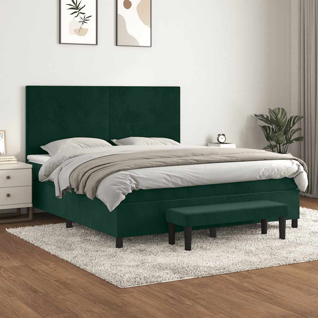 Giroletto a Molle con Materasso Verde Scuro 180x200 cm Velluto | homemem39