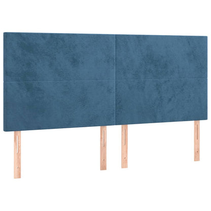 Spring bed frame with dark blue mattress 180x200 cm in velvet