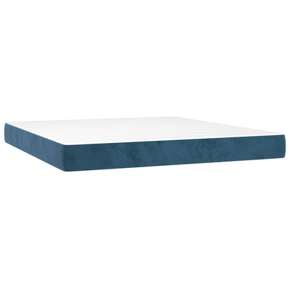 Spring bed frame with dark blue mattress 180x200 cm in velvet