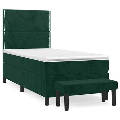 Giroletto a Molle con Materasso Verde Scuro 90x200 cm Velluto
