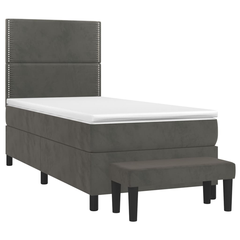 Giroletto a Molle con Materasso Grigio Scuro 100x200 cm Velluto
