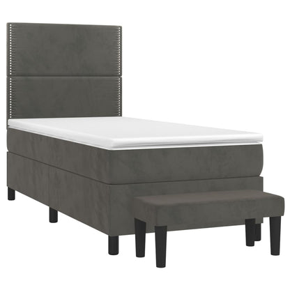 Giroletto a Molle con Materasso Grigio Scuro 100x200 cm Velluto