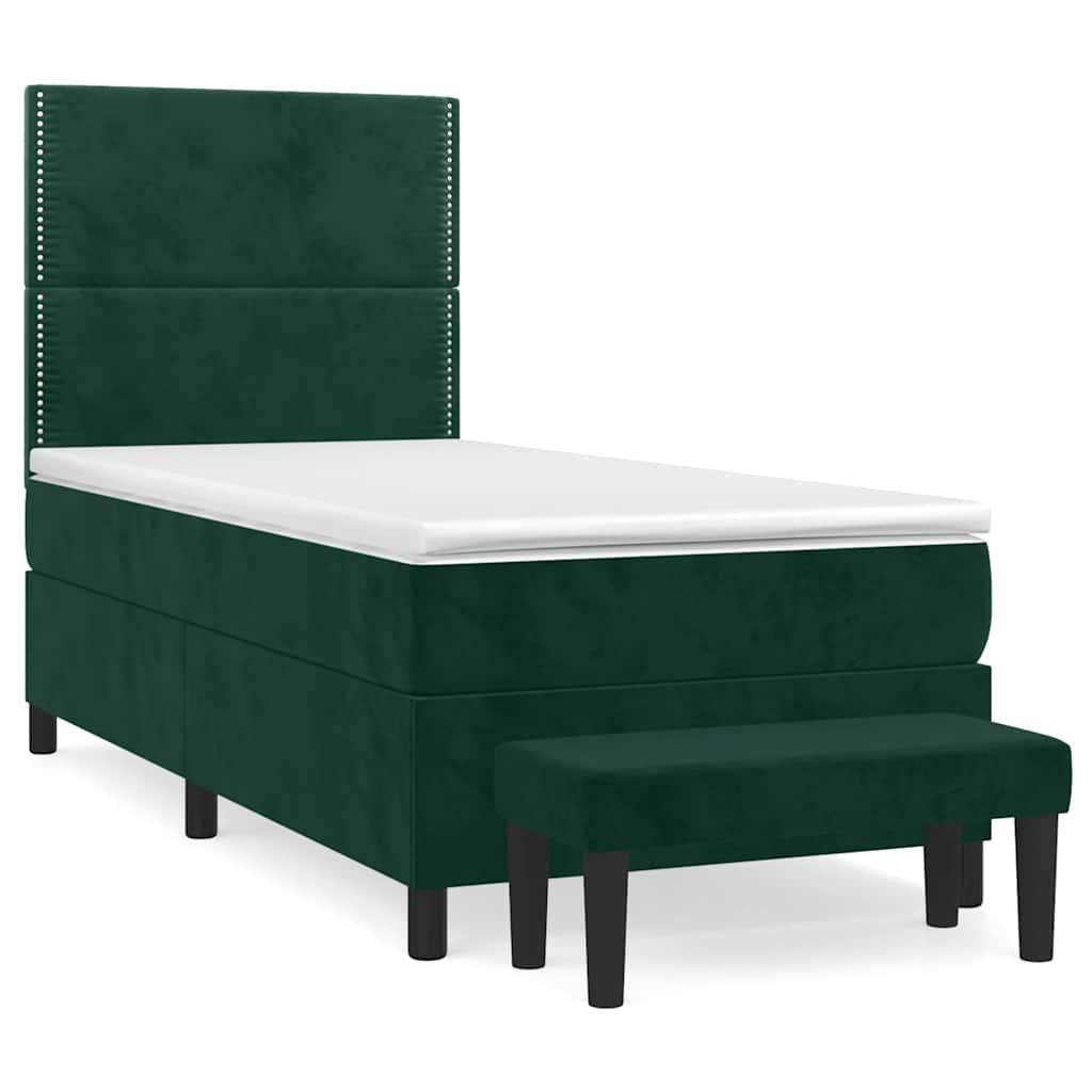 Giroletto a Molle con Materasso Verde Scuro 100x200 cm Velluto