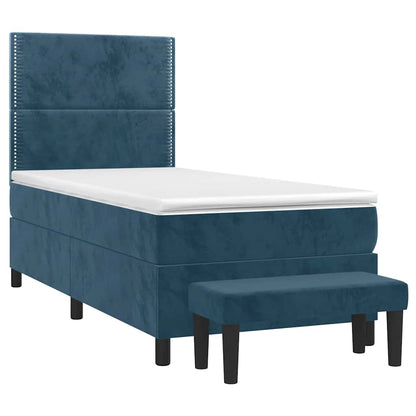 Giroletto a Molle con Materasso Blu Scuro 100x200 cm in Velluto
