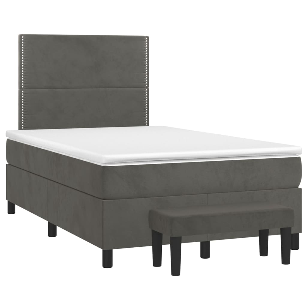Giroletto a Molle con Materasso Grigio Scuro 120x200 cm Velluto