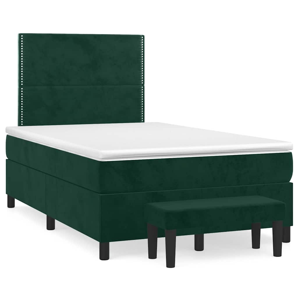 Giroletto a Molle con Materasso Verde Scuro 120x200 cm Velluto