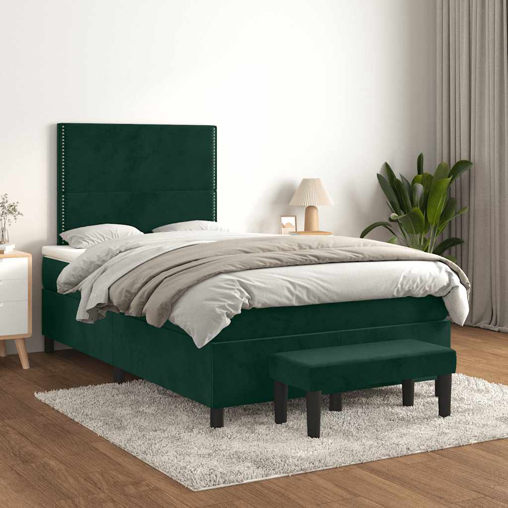 Giroletto a Molle con Materasso Verde Scuro 120x200 cm Velluto | homemem39