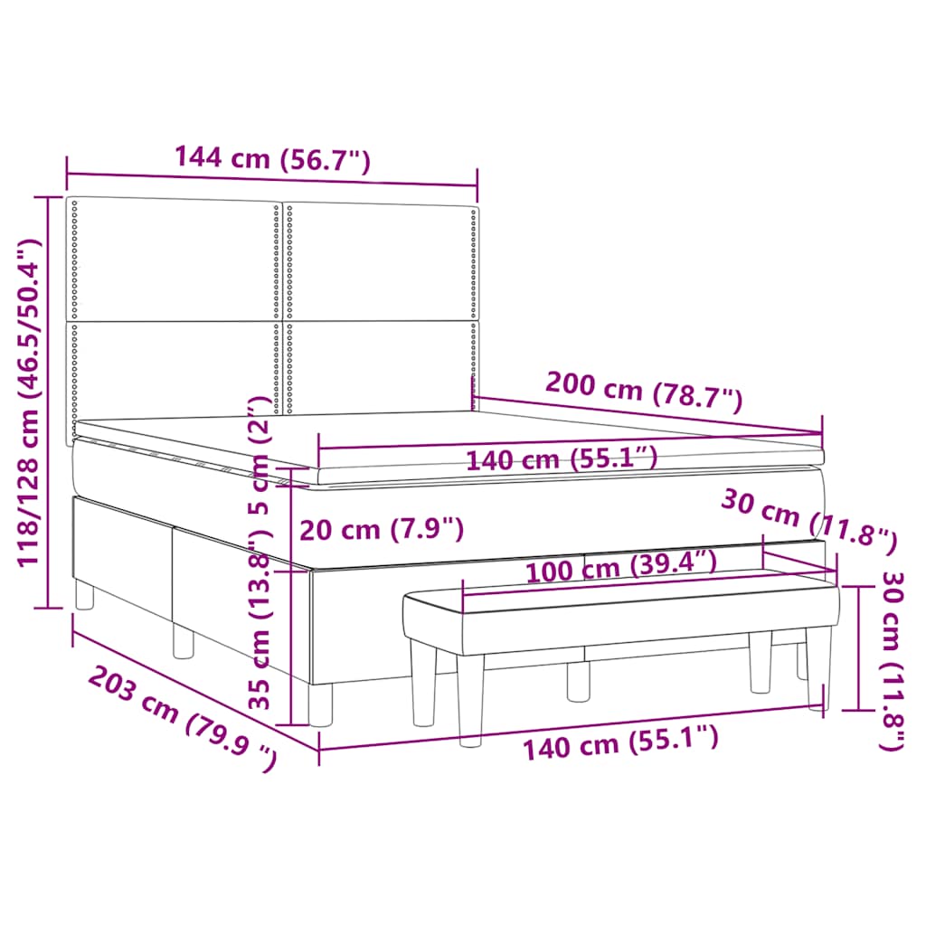 Giroletto a Molle con Materasso Verde Scuro 140x200 cm Velluto